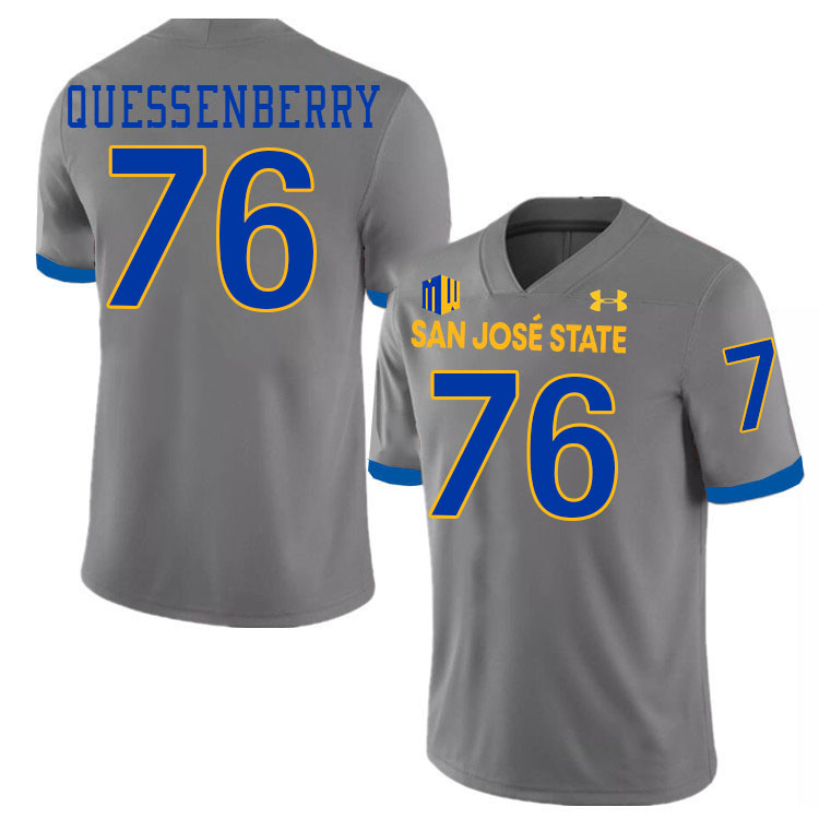 #76 David Quessenberry SJSU Jersey,San Jose State Spartans Football Jersey College Uniforms-Grey